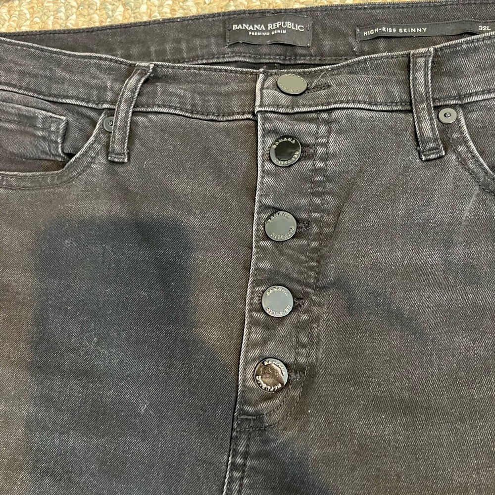 Banana Republic Button Fly Black High-Rise Skinny Jeans 32L